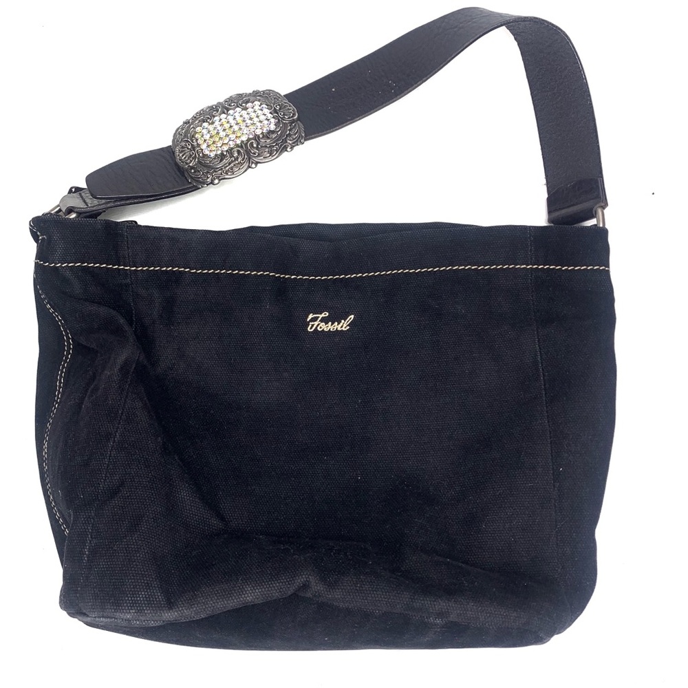 Fossil Black Hobo Tote Bag Purse